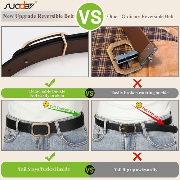 Women Reversible Leather Belt for Jeans Dresses Waist 1.3\